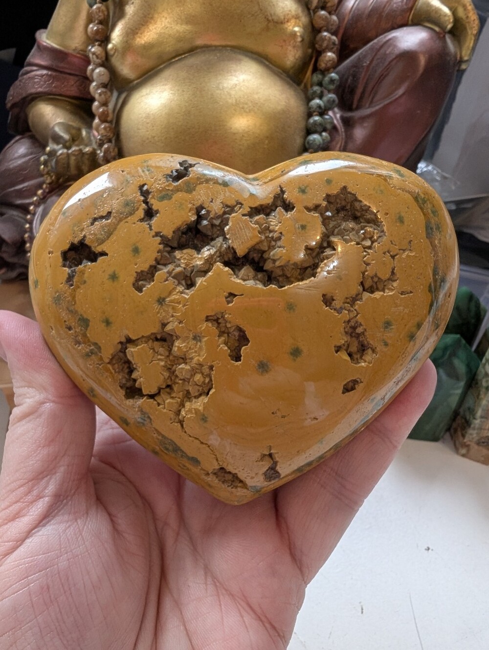 Large Yellow 💛 Ocean Jasper Heart Shaped Geode